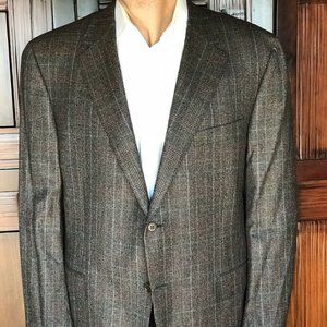 Canali Sport Coat 100% Wool Brown Plaid 50R NEW